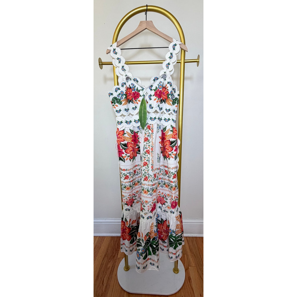 Farm Rio NEW Bloom Garden Off White Midi Dress, Med - Picture 6 of 14